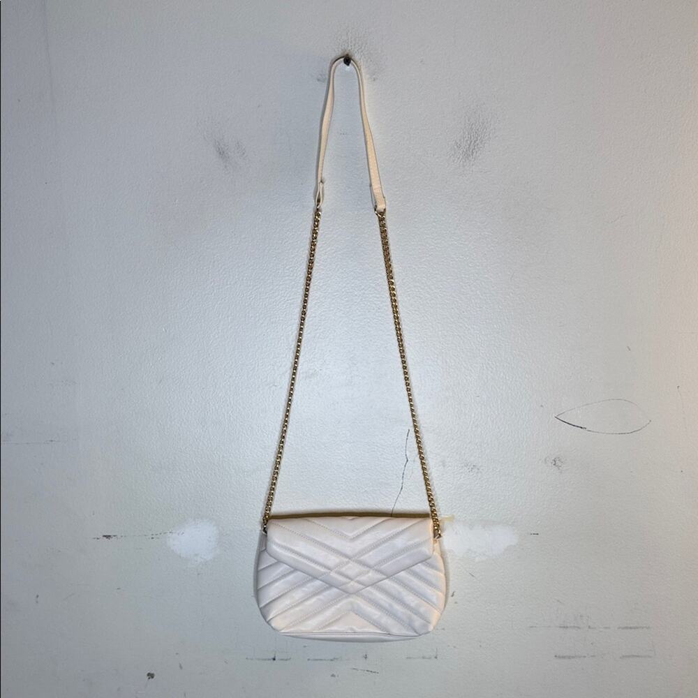 H&M Elegant White Quilted Crossbody Bag w/ Gold Hardware